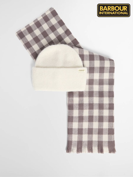 Brown - Barbour® International Kemora Beanie & Scarf Gift Set