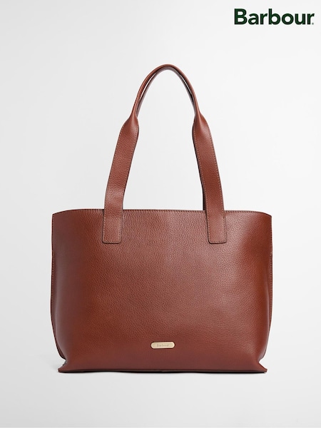 Brown - Barbour® Alder Large Leather Tote Bag