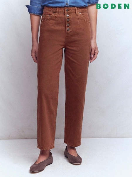 Boden Brown Exposed Button Straight Jeans (H00358) | £119