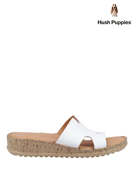 Hush Puppies White Eloise Mule Sandals (H00393) | £75