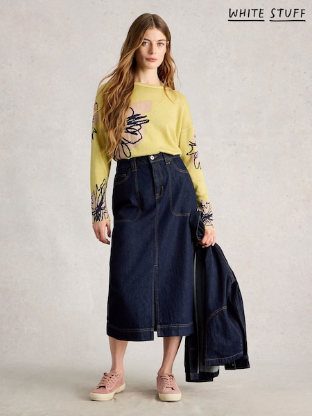 White Stuff Yellow Olive Print Jumper (H00435) | £59