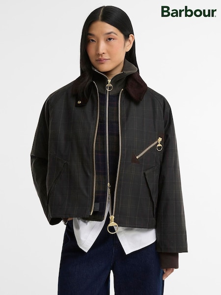 Black/Brown - Barbour® Arlene Checked Wax Jacket