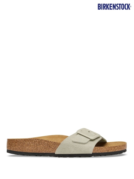 Grey - Birkenstock Madrid Cushion Buckle Suede Sandals