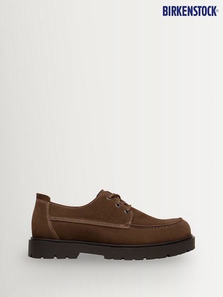 Cognac Brown - Regular Birkenstock Highwood Moc Lace Low Suede Shoes