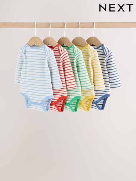 Bright Stripe - Long Sleeve Baby Bodysuits 5 Pack