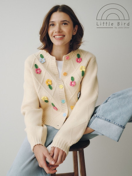 Rainbow Floral & Cable - Little Bird By Jools Oliver Cardigan