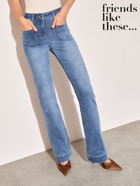 Mid Wash - Friends Like These High Waist Pocket Flare Jeans