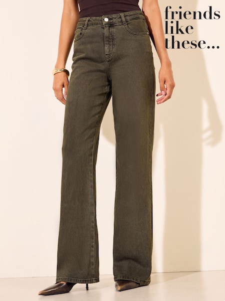 Khaki Green - Friends Like These Everyday Wide Leg Jeans
