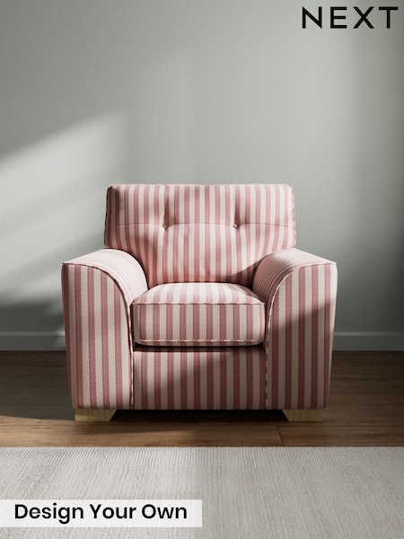 Bold Chenille Stripe/Dark Pink - Stamford Buttoned Back