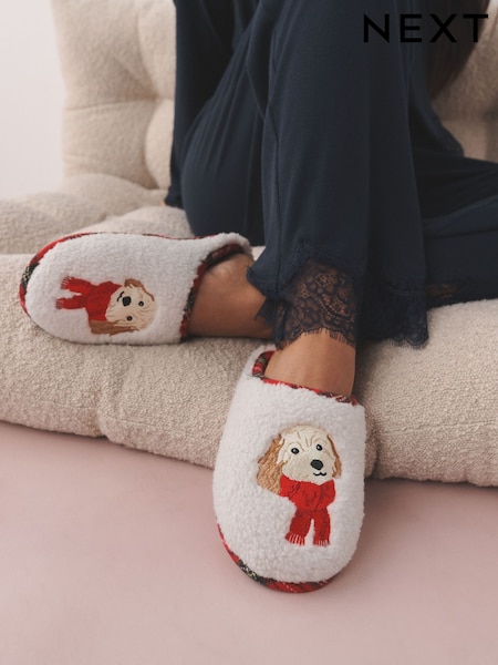 Cream/Red Charlie - Mule Borg Slippers