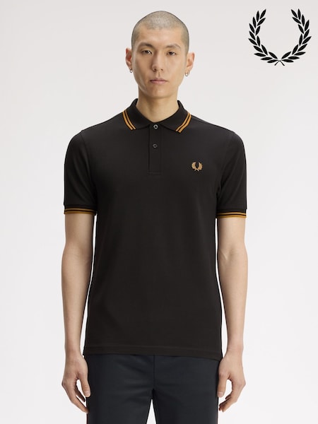 Dark Black - Regular Fred Perry Tipped Short Sleeve Polo Shirt
