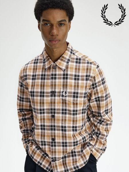 Natural - Regular Fred Perry Textured Check Overshirt