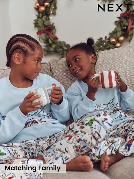 Blue/Ecru Ski Scene - Family Matching Pyjamas Set (1.5-16yrs)