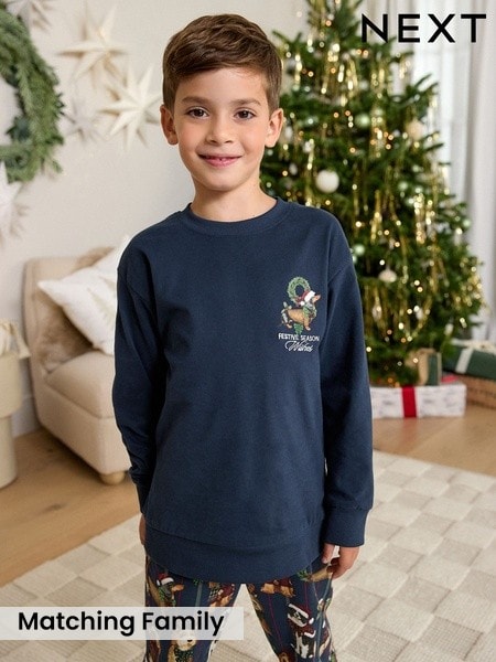 Navy Festive Dogs - Matching Family Christmas Pyjamas (9mths-16yrs)