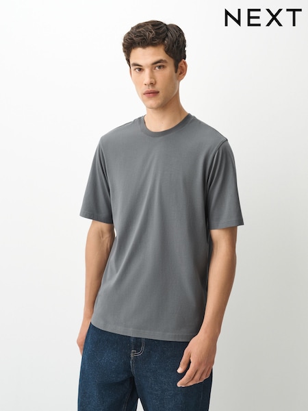 Charcoal Grey - Regular Fit Essential Crew Neck Cotton T-shirt