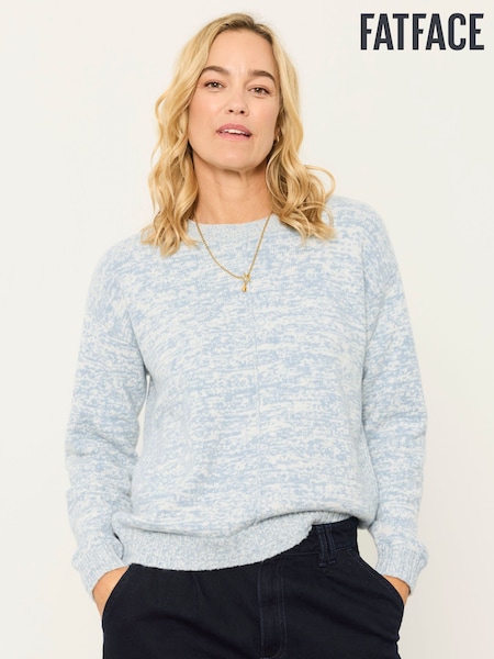 Blue - Fatface Twist Knitted Crew Neck Jumper
