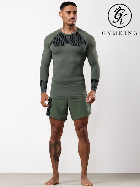 Gym King Green Fight Division Combat Long Sleeve Rash Guard (H04411) | £45