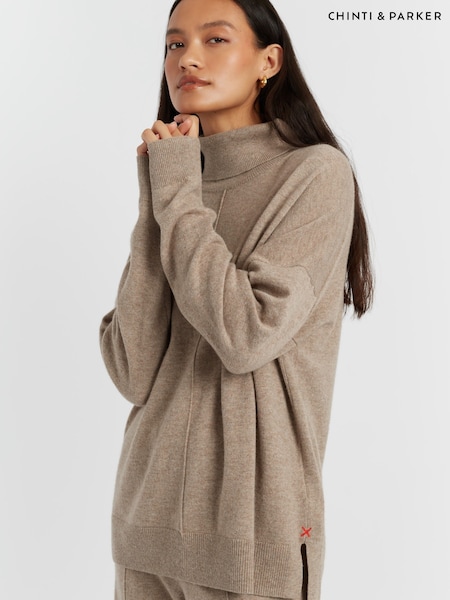 Chinti & Parker Natural Wool Cashmere Relaxed Rollneck Sweater (H05601) | £95