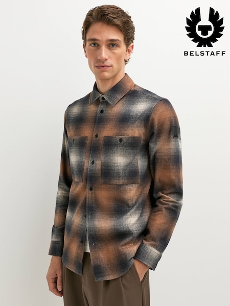 Brown - Regular Belstaff Outpost Brushed Cotton Flannel Shirt