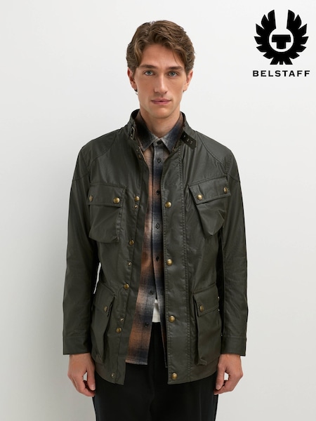 Green - Regular Belstaff Wax Cotton Trialmaster Jacket