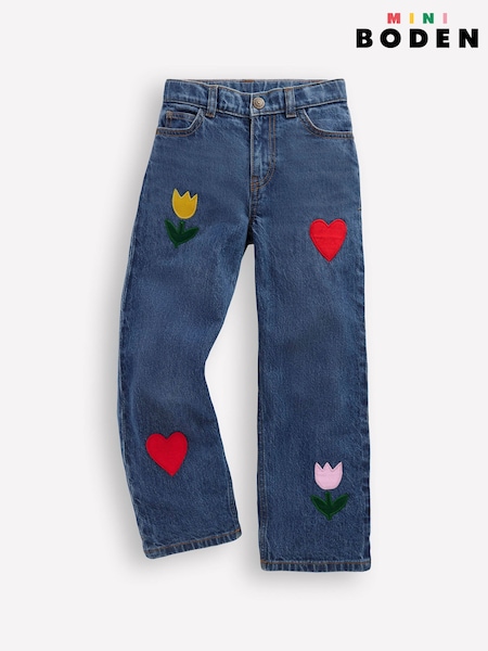 Boden Blue Applique Relaxed Jeans (H06029) | £32 - £37