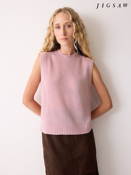 Jigsaw Pink Cloud Cashmere Crew Neck Vest (H06180) | £129