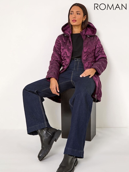 Roman Purple Wave Quilted Puffer Hooded Coat (H06318) | £65