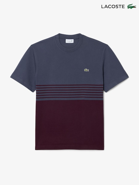 Grey - Regular Lacoste Classic Fit Striped Jersey Colorblock T-shirt