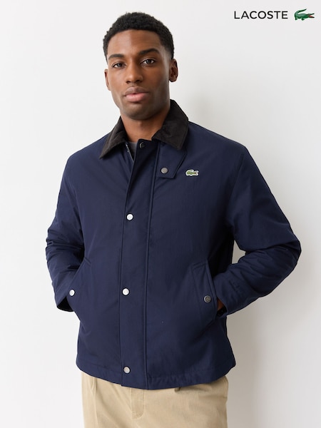 Blue - Regular Lacoste Water Repellent Corduroy Collar Jacket