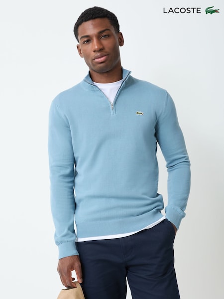 Blue - Regular Lacoste Regular Fit Zipped High Neck Cotton Sweater