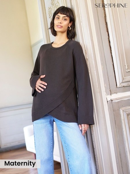 Brown - Seraphine Maternity Crossover Nursing Jumper