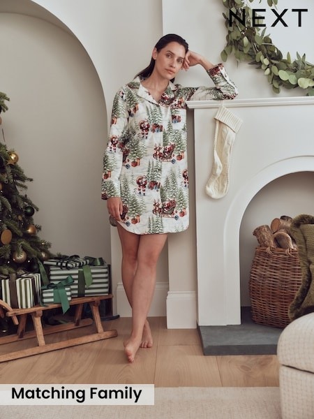 Ecru Santa - Matching Family Christmas Flannel Nightshirt