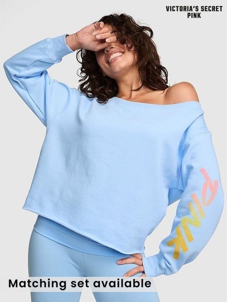Blue Dancer - Victoria's Secret Pink Off The Shoulder Fleece Sweatshirt
