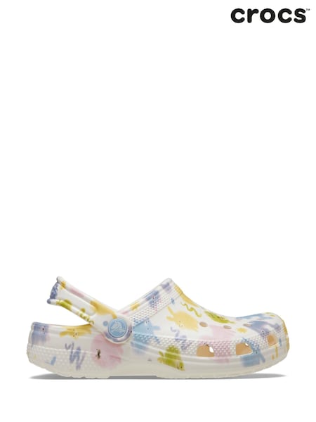 Crocs White Classic Graphic Clogs (H08465) | £40