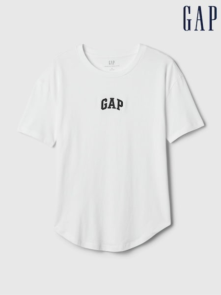Gap White Organic Cotton Arch Logo Short Sleeve T-Shirt (H08551) | £12