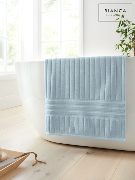 Bianca Blue Hotel Stripe Cotton Collection Towel (H08823) | £10 - £20