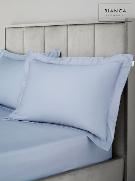 Bianca Set of 2 Blue 400 Thread Count Cotton Sateen Oxford Pillowcases (H08824) | £14