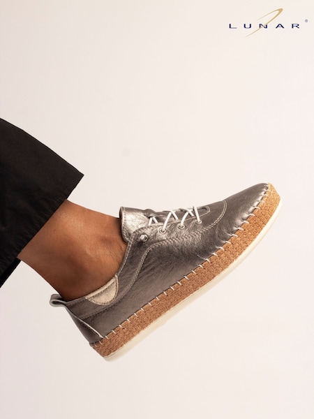 Lunar Metallic Evette A Leather Plimsoll Shoes (H08979) | £51