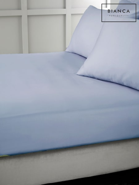 Bianca Blue 400 Thread Count Sateen Fitted Sheet (H09319) | £22 - £40
