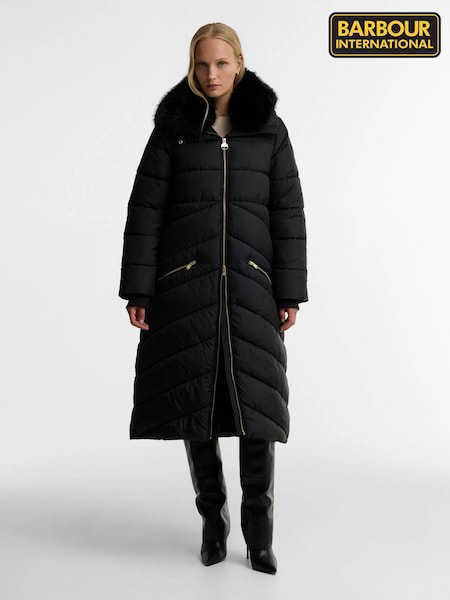 Black - Barbour International Longline Cyrus Puffer Jacket