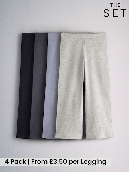 Blue/Navy/Cream/Grey - The Set 4 Pack Wide Leg Rib Jersey Leggings