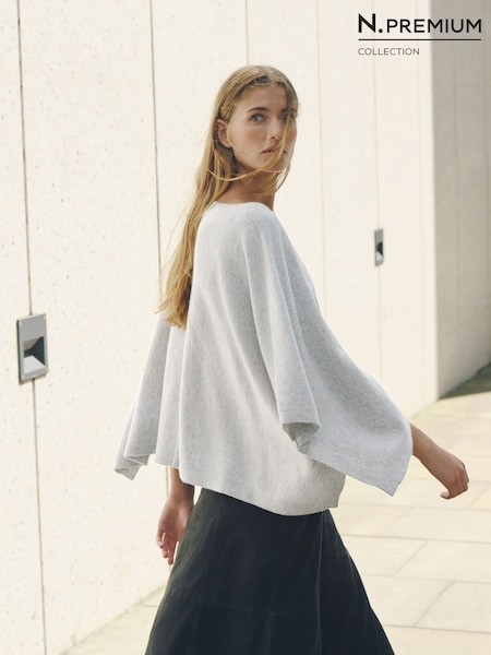 Grey - N.premium Cashmere Cape Top