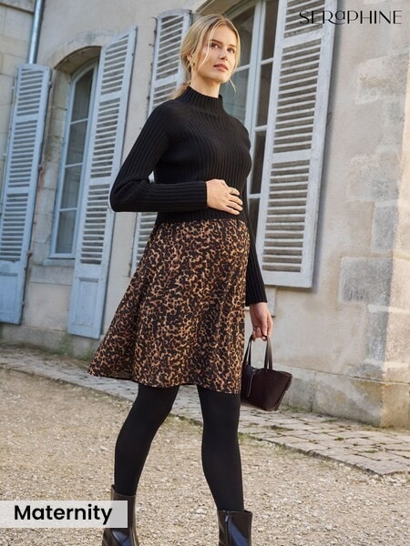 Leopard - Seraphine Maternity Crew Neck Nursing Jumper & Dress