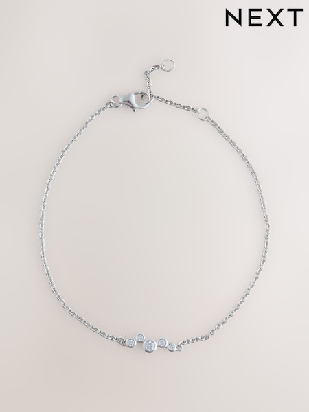 Sterling Silver CZ Stone Cluster Bracelet (H11057) | £22