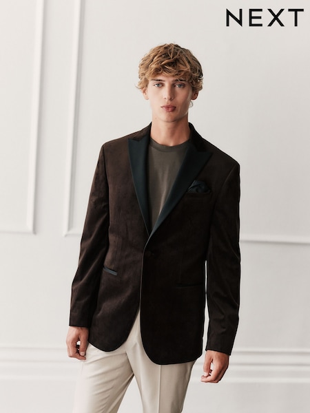 Brown Regular Fit Velvet Blazer (H11135) | £89