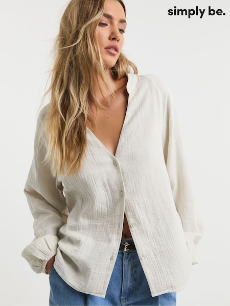 Simply Be Natural Cheesecloth Boxy 100% Cotton Shirt (H11325) | £34
