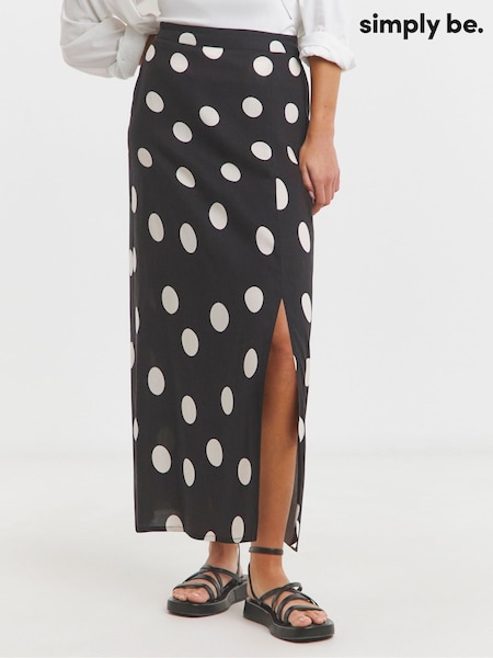Simply Be Black Viscose Midaxi Skirt (H11326) | £28