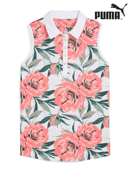 Puma White Womens Mattr Beautiful Game Sleeveless Polo Shirt (H11363) | £55