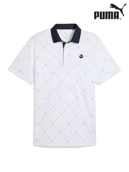 Puma White Mens Pure 2.0 Argyle Golf Polo Shirt (H11413) | £55