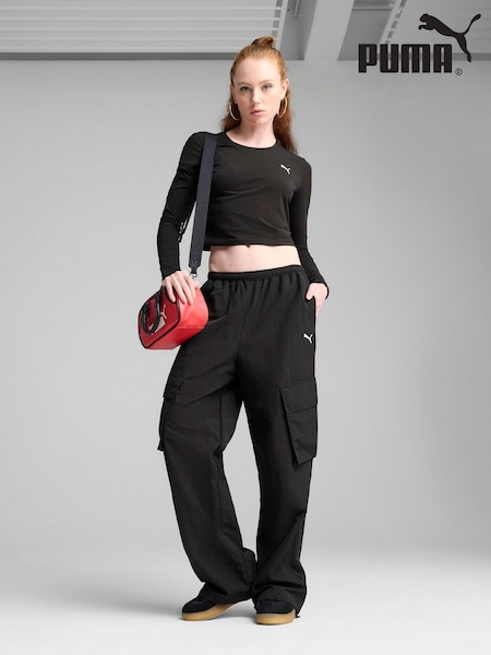 Puma Black Womens Wardrobe ESS Relaxed Woven Cargo Pants (H11431) | £55